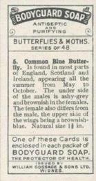 1925 William Gossage & Son Butterflies & Moths #5 Common Blue Butterfly Back