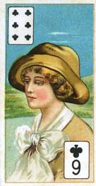 1911 Scissors Beauties Head & Shoulders Playing Cards #6♣ 6 of Clubs Front