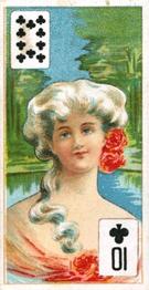 1911 Scissors Beauties Head & Shoulders Playing Cards #10♣ 10 of Clubs Front