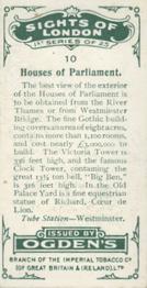 1923 Ogden’s Sights of London #10 Houses of Parliament Back