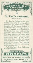 1923 Ogden’s Sights of London #18 St. Paul's Cathedral Back