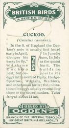 1923 Ogden’s British Birds (Cut Outs) #7 Cuckoo Back