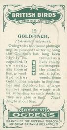 1923 Ogden’s British Birds (Cut Outs) #12 Goldfinch Back