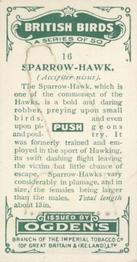 1923 Ogden’s British Birds (Cut Outs) #16 Sparrow Hawk Back