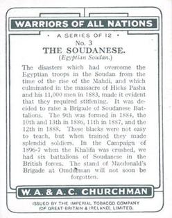 1929 Churchman's Warriors of All Nations (Large) #3 The Soudanese Back