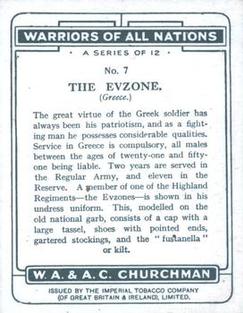 1929 Churchman's Warriors of All Nations (Large) #7 The Evzone Back