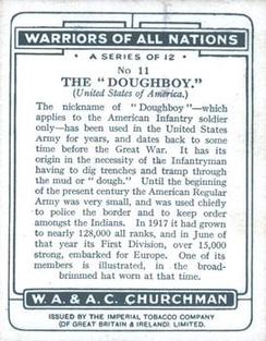 1929 Churchman's Warriors of All Nations (Large) #11 The “Doughboy” Back