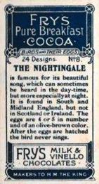 1912 Fry's Birds & Their Eggs #8 The Nightingale Back