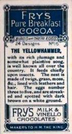 1912 Fry's Birds & Their Eggs #16 The Yellowhammer Back