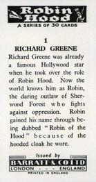1961 Barratt Robin Hood #1 Richard Greene Back