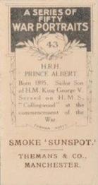 1916 Themans & Co. War Portraits #43 Prince Albert Back