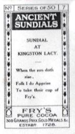 1924 Fry's Ancient Sundials #7 Sundial at Kingston Lacy Back