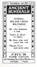 1924 Fry's Ancient Sundials #22 Sundial, Wilton Cross, Wiltshire Back