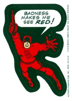1974 Topps Comic Book Heroes Stickers Test Issue (T-34) #NNO Daredevil Front