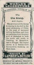 1913 Lambert & Butler World's Locomotives 3rd Series #11A Che Kiang Back