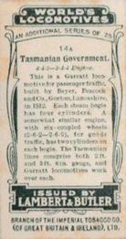 1913 Lambert & Butler World's Locomotives 3rd Series #14A Tasmanian Gouvernment Back
