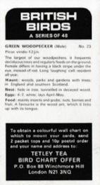 1975 Tetley Tea British Birds #23 Green Woodpecker Back
