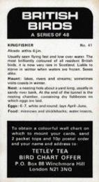 1975 Tetley Tea British Birds #41 Kingfisher Back
