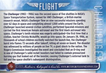 2023 Historic Autographs Flight #63 Challenger Back