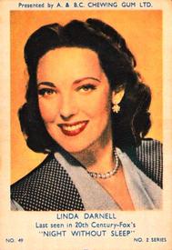 1953 A&BC Film Stars Series 2 #49 Linda Darnell Front