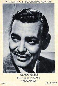 1953 A&BC Film Stars Series 2 #74 Clark Gable Front