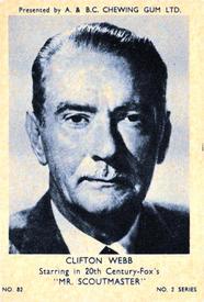 1953 A&BC Film Stars Series 2 #82 Clifton Webb Front