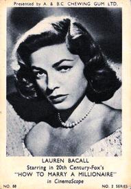 1953 A&BC Film Stars Series 2 #88 Lauren Bacall Front