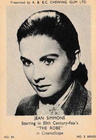 1953 A&BC Film Stars Series 2 #94 Jean Simmons Front