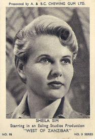 1954 A&BC Film Stars Series 3 #98 Sheila Sim Front