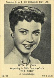 1954 A&BC Film Stars Series 3 #100 Betta St. John Front