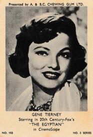 1954 A&BC Film Stars Series 3 #103 Gene Tierney Front
