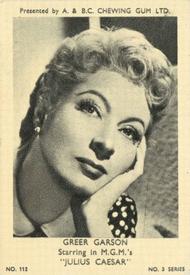 1954 A&BC Film Stars Series 3 #112 Greer Garson Front