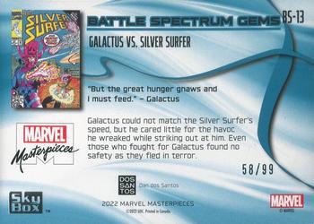 2022 Skybox Marvel Masterpieces - Battle Spectrum Teal #BS-13 Galactus vs. Silver Surfer Back
