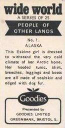1968 Goodies Limited Wide World People of Other Lands #1 Alaska Back