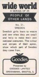 1968 Goodies Limited Wide World People of Other Lands #21 Sweden Back