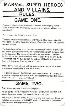1977 Marvel Super Heroes #NNO Game Rules Front