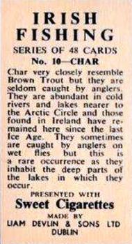 1962 Sweet Cigarettes Irish Fishing #10 Char Back