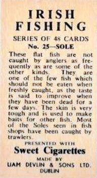 1962 Sweet Cigarettes Irish Fishing #25 Sole Back