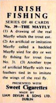 1962 Sweet Cigarettes Irish Fishing #39 The Mayfly Back