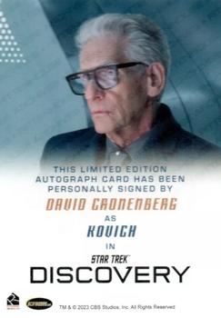 2023 Rittenhouse Star Trek Discovery Season Four - Autographs Full Bleed #NNO David Cronenberg Back