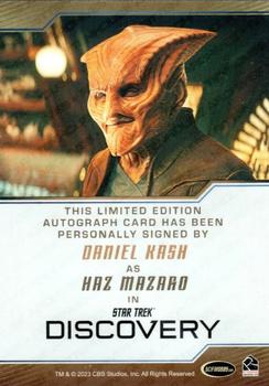 2023 Rittenhouse Star Trek Discovery Season Four - Autographs Bordered #NNO Daniel Kash Back