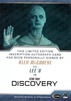 2023 Rittenhouse Star Trek Discovery Season Four - Inscription Autographs #NNO Alex McCooeye Back