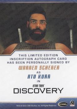 2023 Rittenhouse Star Trek Discovery Season Four - Inscription Autographs #NNO Warren Scherer Back