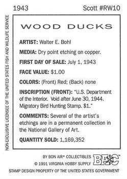 1992-94 Bon Air Federal Duck Stamps #RW10 Wood Ducks Back