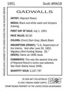 1992-94 Bon Air Federal Duck Stamps #RW18 Gadwalls Back