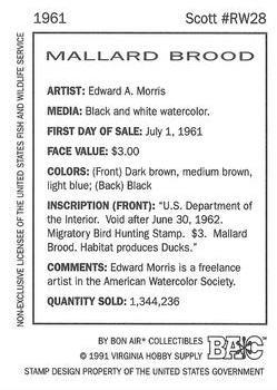 1992-94 Bon Air Federal Duck Stamps #RW28 Mallard Brood Back