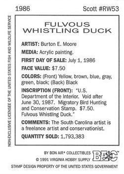 1992-94 Bon Air Federal Duck Stamps #RW53 Fulvous Whistling Duck Back