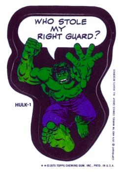 1975 Topps Comic Book Heroes Stickers - Acetate White Back Test #NNO Hulk-1 Front