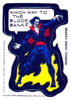 1975 Topps Comic Book Heroes Stickers - Acetate White Back Test #NNO Morbius, Living Vampire Front