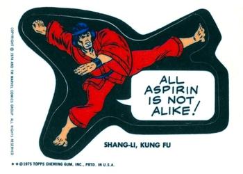 1975 Topps Comic Book Heroes Stickers - Acetate White Back Test #NNO Shang-Li, Kung Fu Front